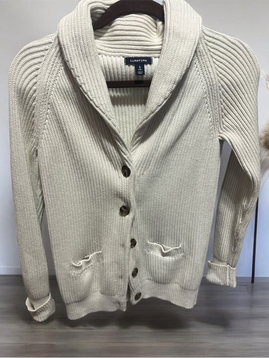 Lands' End Sweaters - Land’s end women’s cream ribbed knit class of cardigan sweater s
